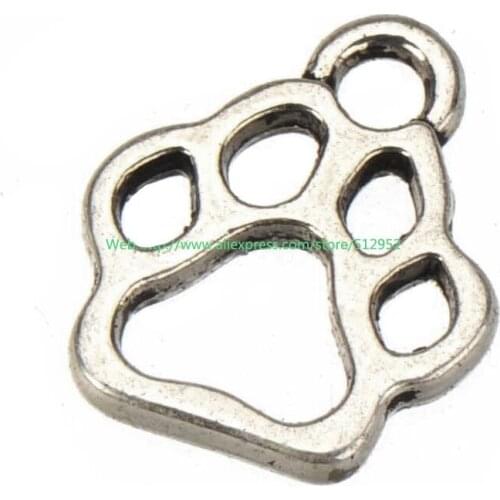 Charms DIY Bracelets Necklaces Dangles Handicrafts Dog Cat Animal Footprint Open Metal Accessories For Jewelery 13*11mm 100pcs