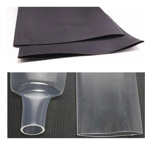 190mm Wide / 120mm Diameter Polyolefin 2:1 Heat Shrink Tubing ROHS UL Black/Clear