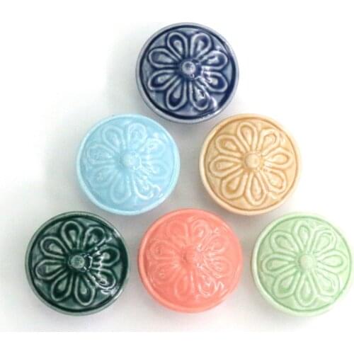 1x Ceramic Blossom Flower Design Dresser Drawer Pull, Decorative Cupboard Door Knob Kitchen Cabinet Closet Porcelain Handle
