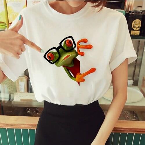 2021 New personality frog printed t shirt women fashion Harajuku Short Sleeve t-shirt plus size Tshirt clothing Tops Tee Female