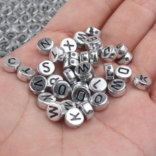 4*7mm Random Mixed Letter Acrylic Round Flat Alphabet Spacer Beads For Jewelry Making Handmade Diy Bracelet Necklace
