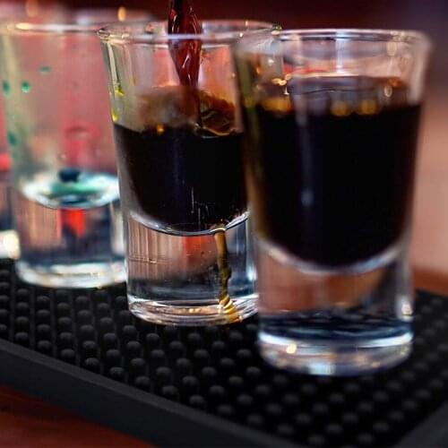 Bar Runner Rubber Strip Spill Mat Black Home Cocktail Party Pub 30x15cm 2pcs