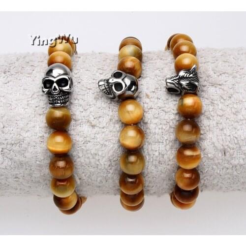 Yingwu 10mm Golden Tiger Eye Stone Beads Bracelet Rope Adjustable Charm Healing Balance Beads Yoga Bracelet For Mens Womens