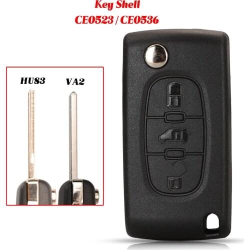 Jingyuqin 3 Buttons Flip Remote Key Shell Case FOB For Peugeot Fit Citroen For Fiat Scudo With HU83 /VA2 Blade CE0523/CE0536