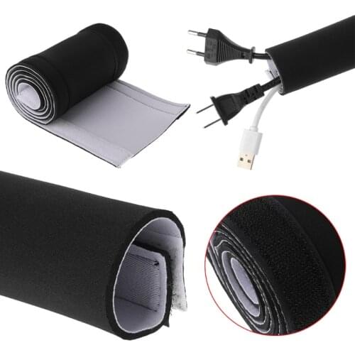 Cable Management Sleeve Flexible Neoprene Wrap Wire Cord Hider Cover Organizer