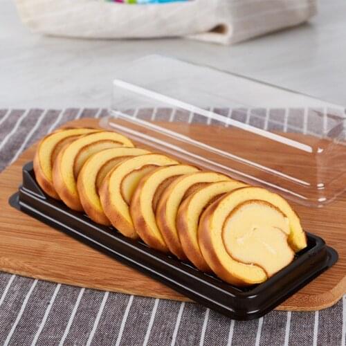 Cake Boxes Packing Tool Disposable Wrapping Cases Packing Food Swiss Roll Grade PP Sushi Cake Roll Macorons Cookies Box Wrapper