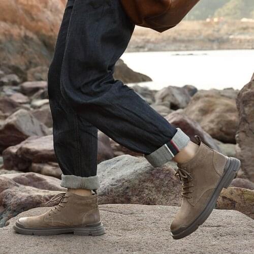 Western summer boots ANKLE work coturno BOOTS casual waterproof winter dress mens high boty top leather cowboy mens black man