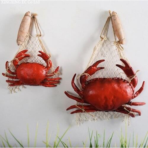 Creative Modern Decoration Simulation Resin Animal Mediterranean Crab Pendant Restaurant Wall Hanging Garden Model Props Crafts