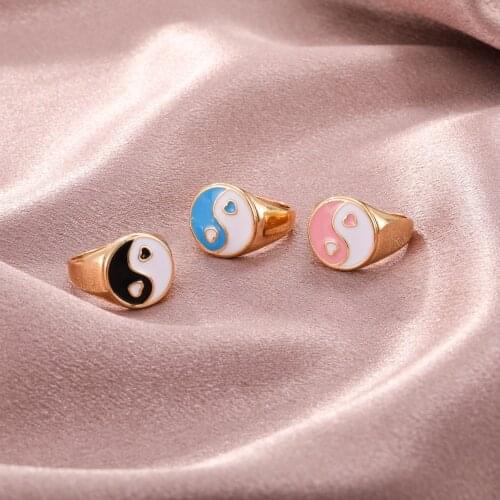 Love Ring for Women Yin Yang Rings for Girls Leisure Afternoon Tea Accessories Metal Rings Jewelry Gifts Numerology Jewelry