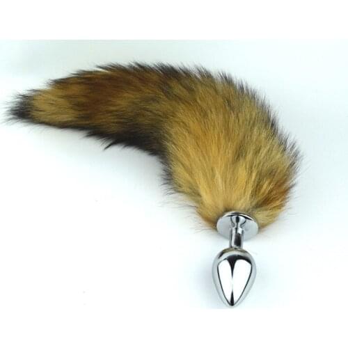 Metal Anal Plugs+Fox Tail Silver Small Heart Anus Bead Butt Sex Toys Adult Products Games 609-SSS
