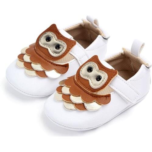 Fashion Brand Baby Shoes for Boys Toddler Girls PU Leather Shoes Cartoon Owl Infant Baby Hook-and-Loop Shoes Newborn Footwear