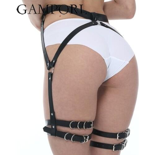 Fashion Leather Garters For Women Sexy Punk Goth Leather Harness Big Wholesale Leather Waist Body Belts Thigh Suspenders Cage