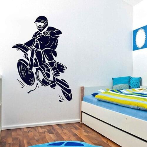 Motocross Dirtbike Wall Sticker Dirt Bike Vinyl Interior Home Decor Kids Boys Room Professional Motorcycle Decals Murals A536