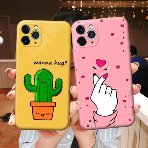 Cactus Cartoon Cat Soft Phone Case For iPhone 7 Plus XR XS Max 6 6S 7 8 Plus SE 2020 Back Cover For iPhone 12 11 Pro Max Case
