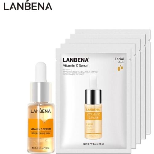 LANBENA Vitamin C Serum Whitening Essence Face Mask Moisturizing Brighten Face Remove Spots Melanin Hydrating Serum Facial Care