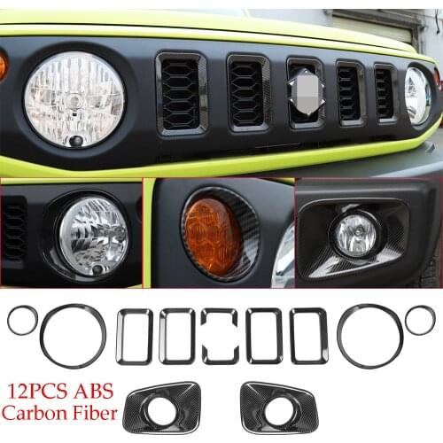 12pcs ABS Front Headlight Fog Light Grille Inserts Cover For Suzuki Jimny 2019