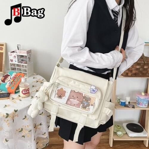 Korean version antique feeling cute bear card transparent student shoulder bag personality DIY doll girlWomen Ita bag schoolbag