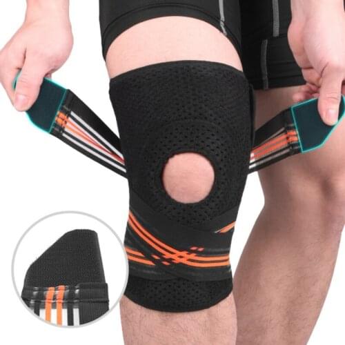 1Pc Adjustable Knee Brace Support Sleeve Patella Stabilizer Protector Wrap for Arthritis Meniscus Tear Knee Pads Fitness Gear ML