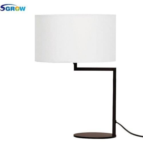 SGROW Grey Cloth Fabric Table Lamp Light Fixture for Bedroom Dinning Room Living Room Lampara Modern Desk Lamps With E27 Bulb