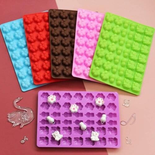 42 Cavity Silicone Gummy Mold Mini Cat Panda Paw Shape Chocolate Candy Jelly Mold Ice Cube Tray