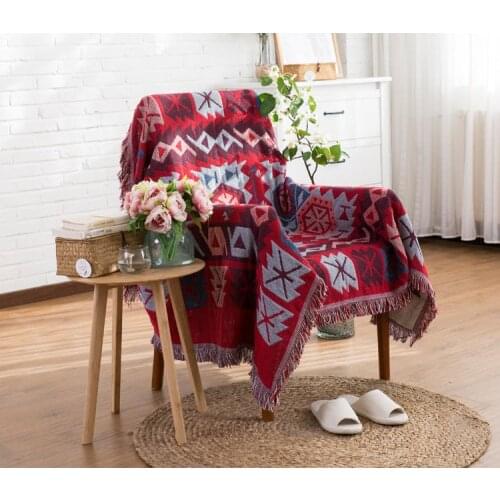 Modern Geometric Plaid Sofa Blanket Bohemian Travel Picnic Bedspread Throw Blanket For Living Room Chair Sofa Cover Slipcover