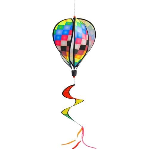 Outdoor Rainbow Hot Air Balloon Windmill Creative Garden Decor Windmill Sequins Rotating Wind Spinner Birthday Gifts For Kids