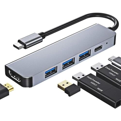 Type C hub USB C to 4K HDMI-Compatible Adapter with 100W PD Fast Charging USB 3.0 Ports for Laptops Surface Pro MacBook Air Pro