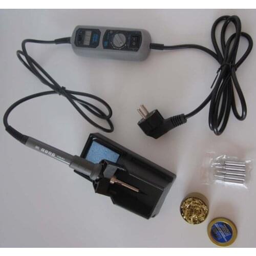 YIHUA 908D 220V 60W Portable Soldering Iron 90-480°C Adjustable with LED Display And Stander + 5 Soldering Tips And Cleaner