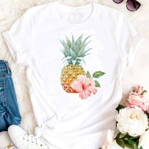Women Summer Pineapple Floral Cute 90s 2021 Trend Cartoon Clothes Tshirts Fashion Stylish T Top Lady Print Sweet Tee T-Shirt