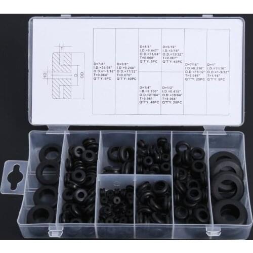 180pcs Black Rubber Grommet Firewall Hole Plug Eyelet Set Grommet Gasket Rings for Car Electric Wire Cylinder Valve Water Pipe