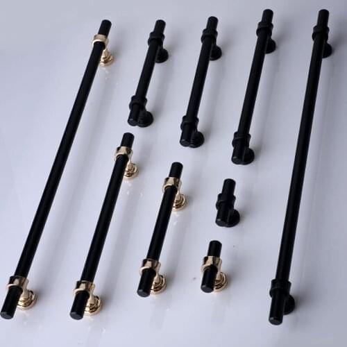 320mm modern simple fashion back gold solid wardrobe kitchen cabinet door handle black drawer tv cabinet cupboard pull knob 128