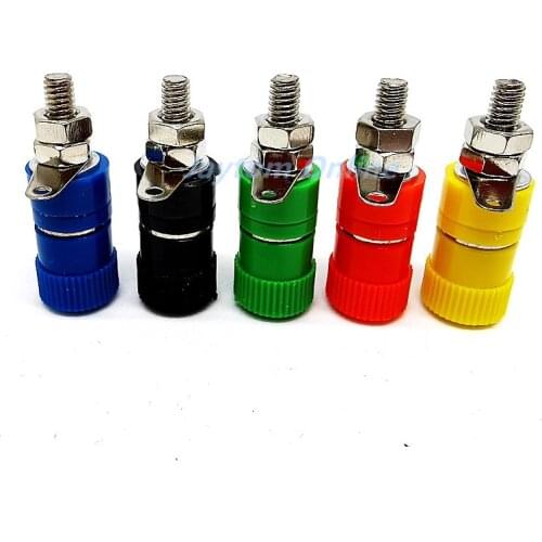 5pcs JS-910B 4mm Banana Socket Nickel Plated Binding Post Nut Banana Plug Jack Connector JS919 Red Black Red Blue Green
