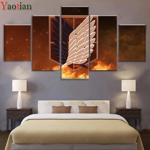 5 Pieces Full Square/Round Diamond Mosaic Anime Angel Wings Rhinestone Embroidery Multi-Picture diamond painting cross stitch