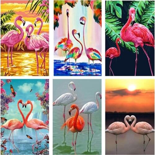 LZAIQIZG Diamond Painting Red Flamingos Diamond Embroidery Full Square Animals Pink Birds Diamond Mosaic Pictures Of Rhinestones
