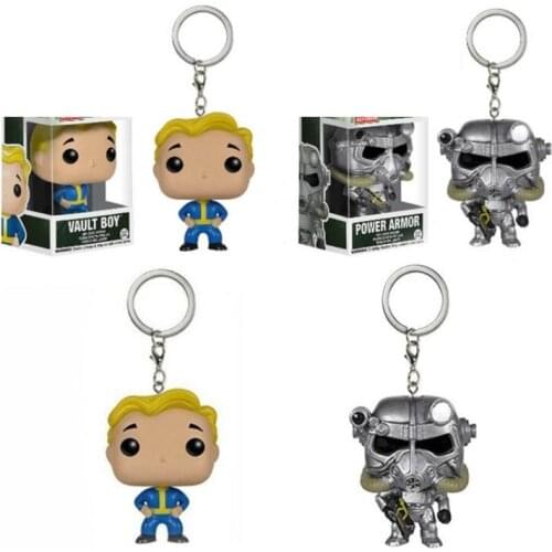 Funko POP Anime Fallout Theme Pocket POP Power Armor Vault Boy Keychain Action Figure Toys Collection Keyring Kids Birthday Gift