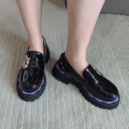 White Platform Loafers Fall Women Shoes High Heel Harajuku Shoes Fashion Metral Loafers Women Punk Platform Single Shoes