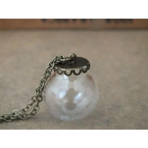 Free ship!! 20x12mm Glass globe base set glass vial pendant,bronze cap,jewelry pendant,with chain