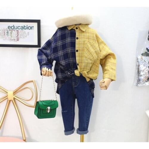 2020 kids clothes children New spring Autumn top Girl Fashion Plaid Shirt