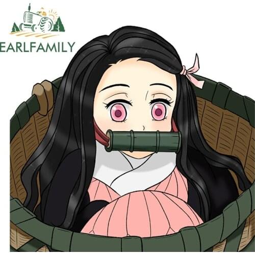 EARLFAMILY 13cm x 12cm Car Sticker for Kimetsu no Yaiba Nezuko Kamado Car Assessoires Creativite Decal RV ATV Windows Printing