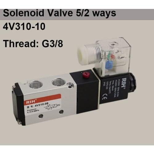 G3/8" 4V310-10 2 Position 5 Way Air Solenoid Valves Pneumatic Control Valve , DC12v DC24v AC110v 220v