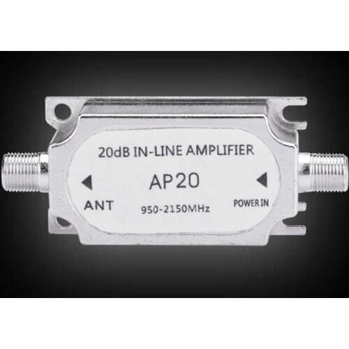 Hot Satellite Signal Booster Amplifier 20dB In-line 950-2150MHZ for Dish Network Antenna Cable Run Channel Strength