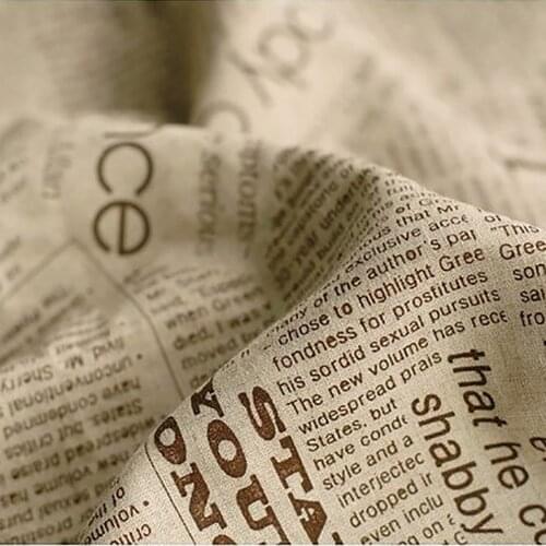 Newspaper Printed Cotton Linen Patchwork Fabric Woven Cotton Linen Sewing Material DIY Handmade Quilting Cloth Fabric 50cmx150cm