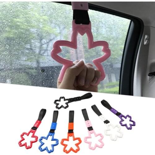 Cute Sakura-Shaped Multicolor Black Silver Ring Subway Train Bus Handle Strap Car Styling Warning Ring Auto Accessories