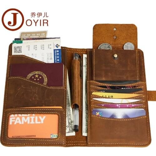 Genuine Leather Wallet Men Passport Holder Coin Purse Magic Walet MAN Passport Cover Long Wallet Card Holders