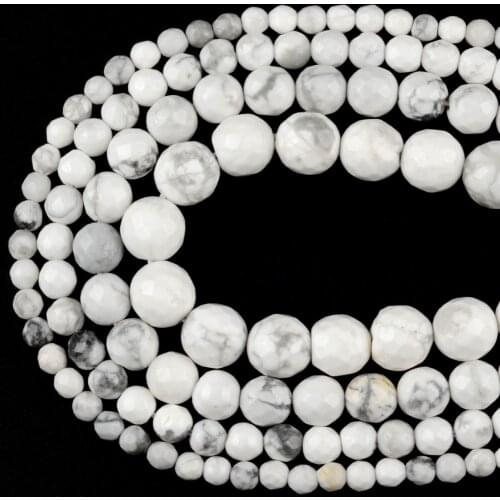 4/6/8/10mm Smooth Natural Stone White Turquoises Round Loose Beads For Jewelry Making Diy Necklace Bracelet Accessories Handmade