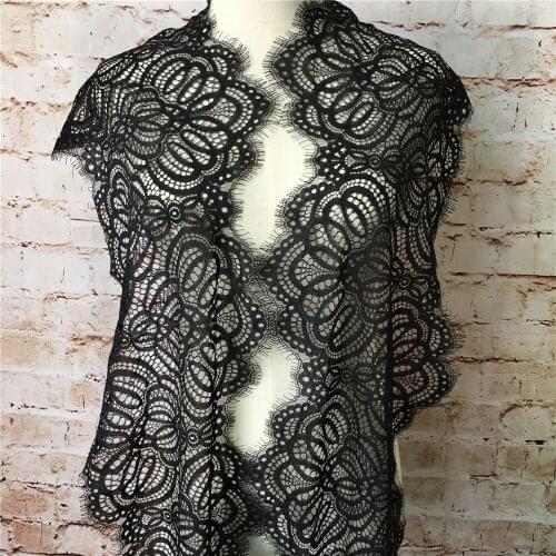 Eyelash Lace Fabric Trim In Black/White Embroidery Flower Tulle Material For Wedding Dress, Costume Design, Home Decor 3 Meters