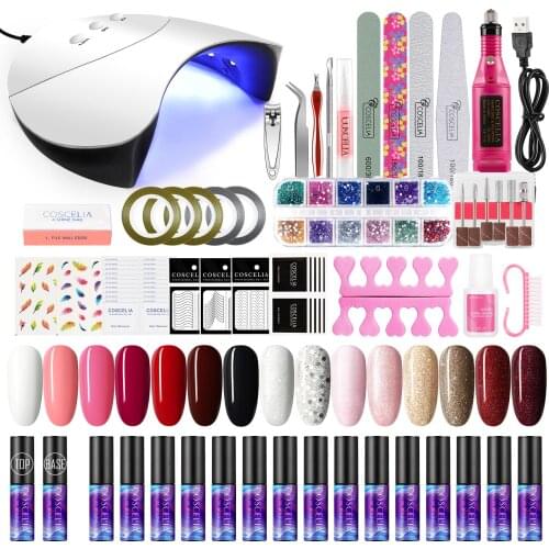 Nail Gel Polish Set With LED UV Lamp Varnish Gel Electric Nail Drill Nail Art Soak Off Manicure Tools Decoration Supply Nail Kit
