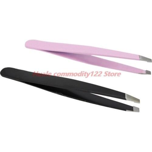 Hot Stainless Steel Eyebrow Tweezers Slant Tip Women Hair Removal Beauty Eyebrow Clip Makeup Tool