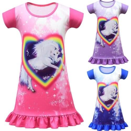 New summer unicorn My little Girls Dress ponys dresses Children Kids pajamas baby girl homewear Brand Girl Nightdress 3-10Y