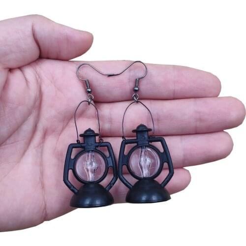 New Fashion 3D Vivid Alternative Unique Simulated Black Kerosene Lamp Drop Earrings Women Female Birthday Hot Jewelry Gift DA001